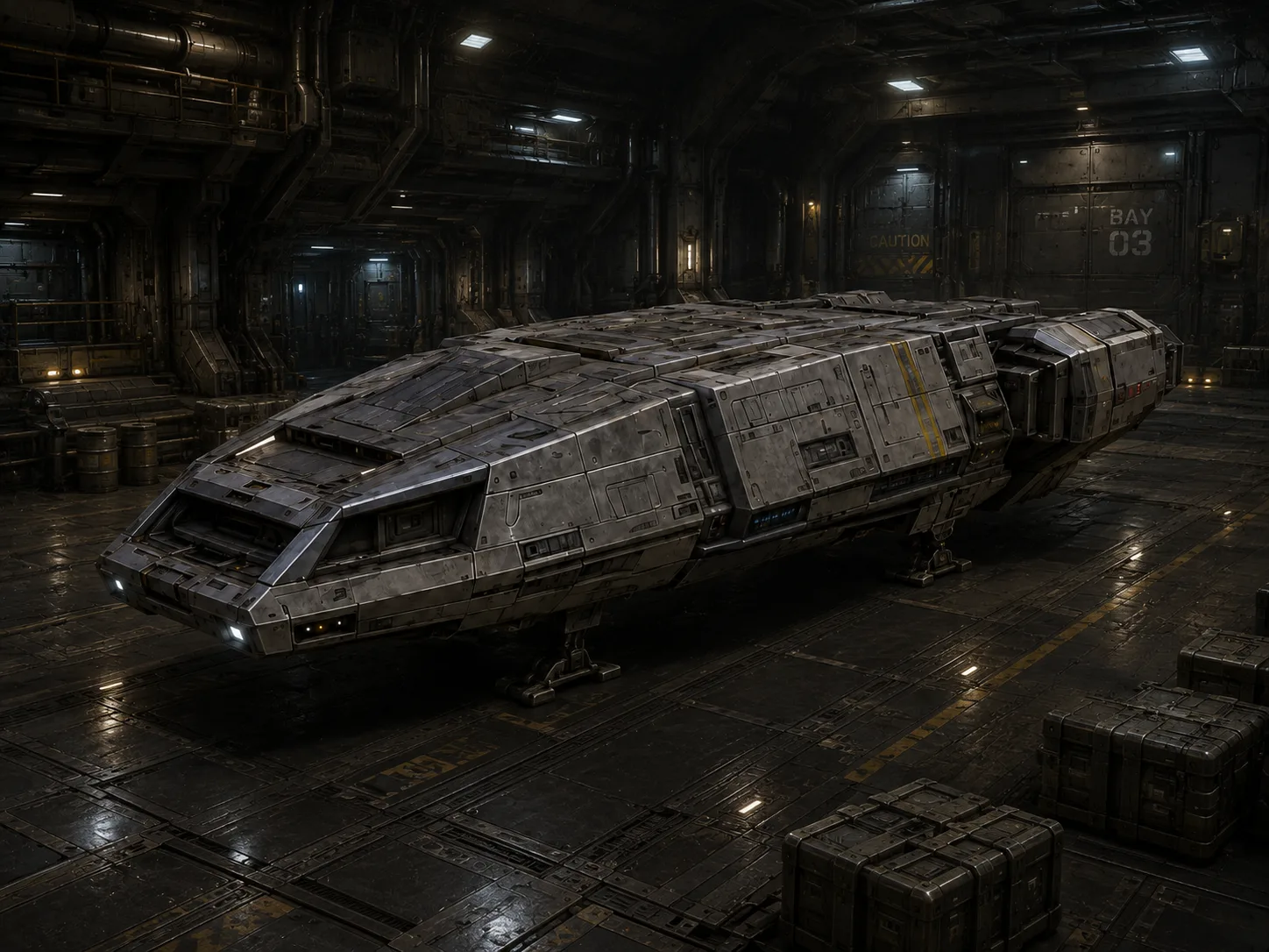 Cormorant-class in the shuttle bay